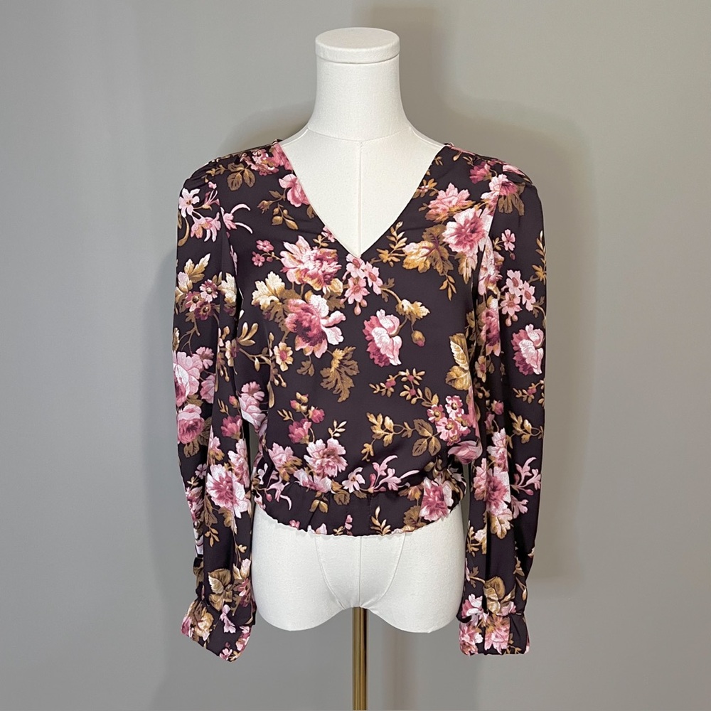 Express Floral V-Neck Blouse Size XS
